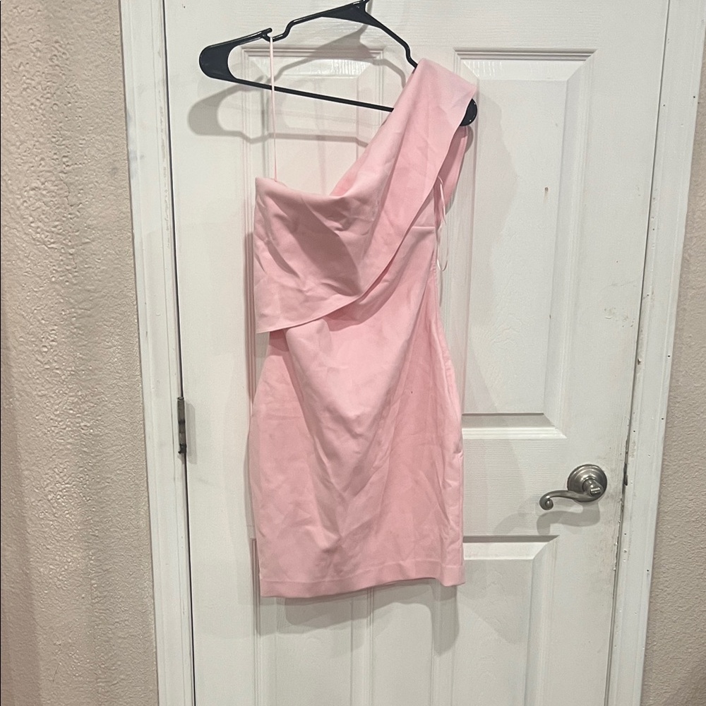 LIKEY One-Shoulder Pink Cocktail Dress